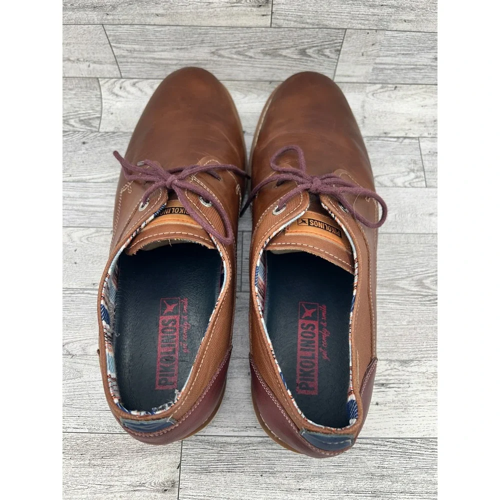 Pikolinos Mens Brown‎ Leather Lace Up Dress Shoes Oxford Comfort Casual